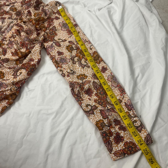 Free People Women’s I got you Printed Top Blouse Sz L Floral Long Sleeve - Picture 14 of 16